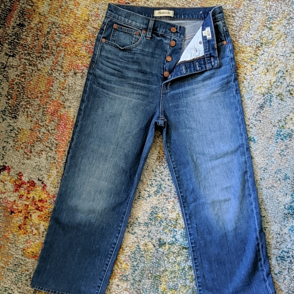 Madewell slim wide-leg crop jeans size 28